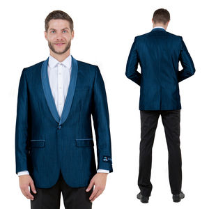 Men's Slim Fit Blazer Jacket w/ Shawl Collar, Blue
